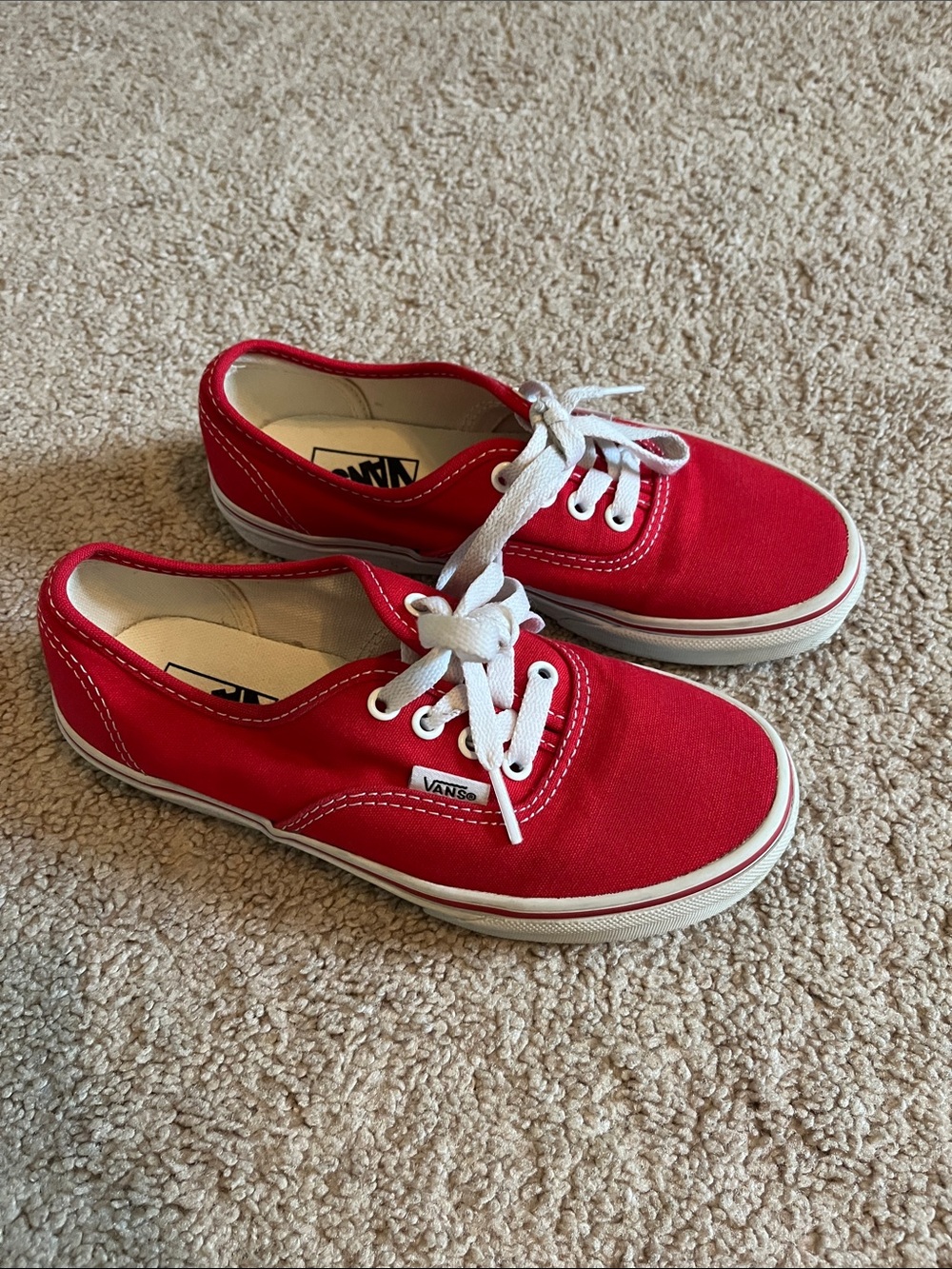 Vans Kids Red Canvas Low-Top Sneakers